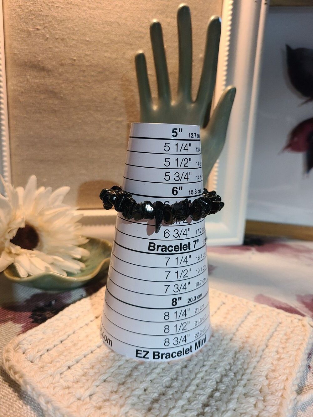 Natural Black Obsidian Chip Bracelet Stretch 7" Protection Stone - Picture 3 of 4